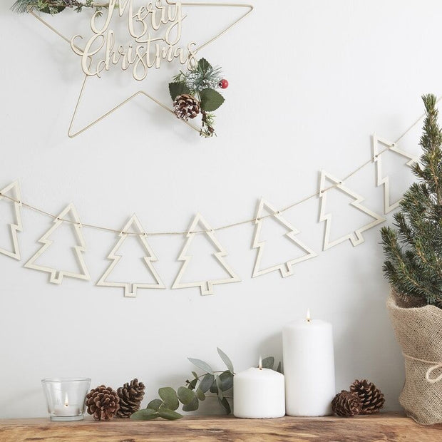 Wooden Christmas Tree Bunting