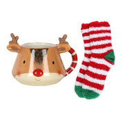 Reindeer Mug and Christmas Socks Set