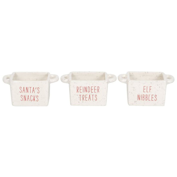 Set of 3 Ceramic Christmas Snack Bowls